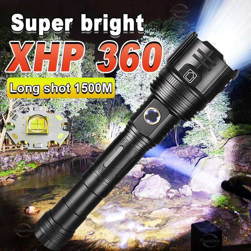 High Power Rechargeable LED Flashlight 4-Core XHP360 Detachable Portable Lantern 3 Lighting Modes Tactical Flashlights Camping Z260301