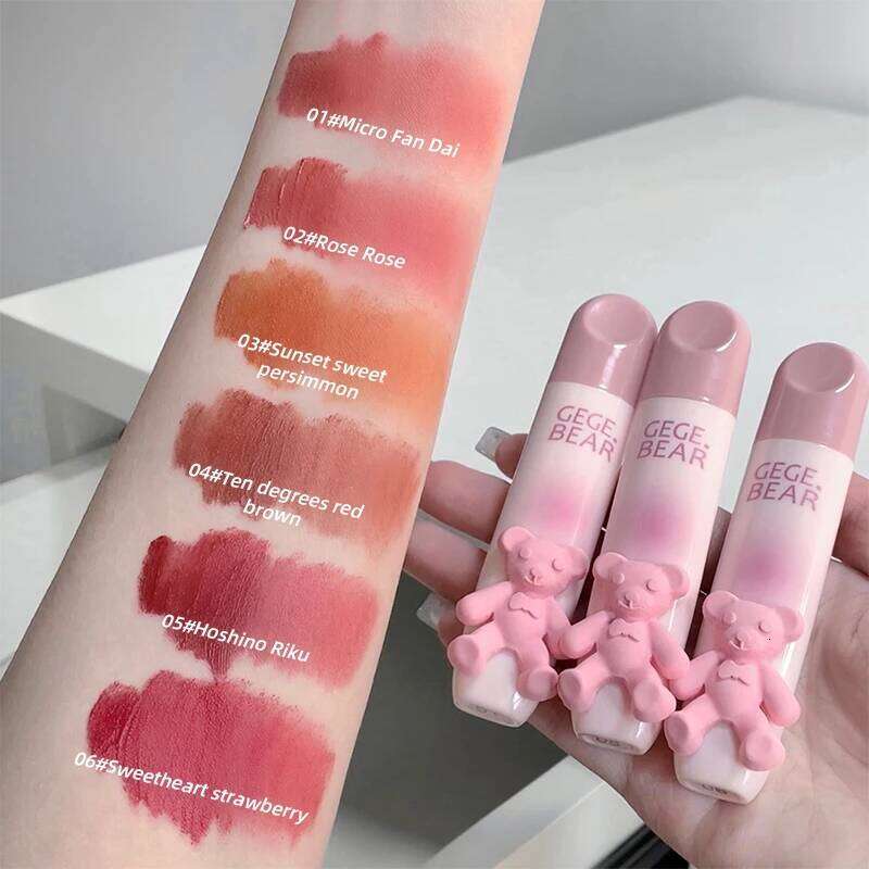 Gegebear Matte Velvet Gloss Lipstick with Long-lasting Color, Cream and Lip Mud Gift H260302