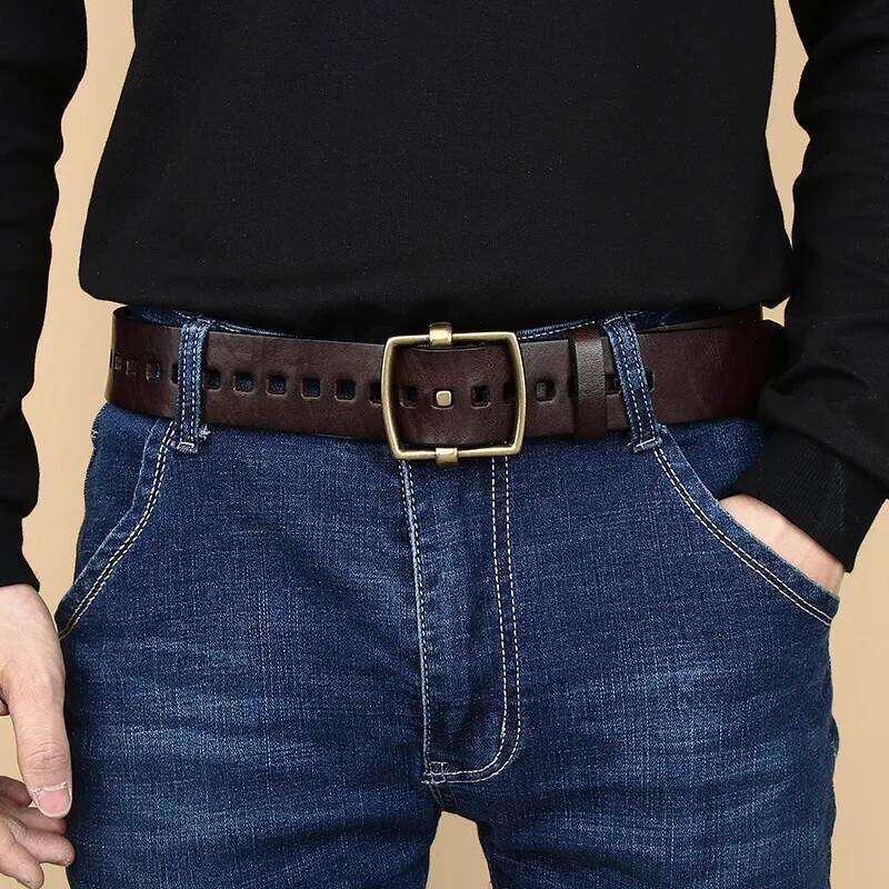 100% Pure Cowhide Metal Pin Buckle Belt For Men High Quality Genuine Leather Belts Male Jeans Business Waistband Luxury Brand S260228