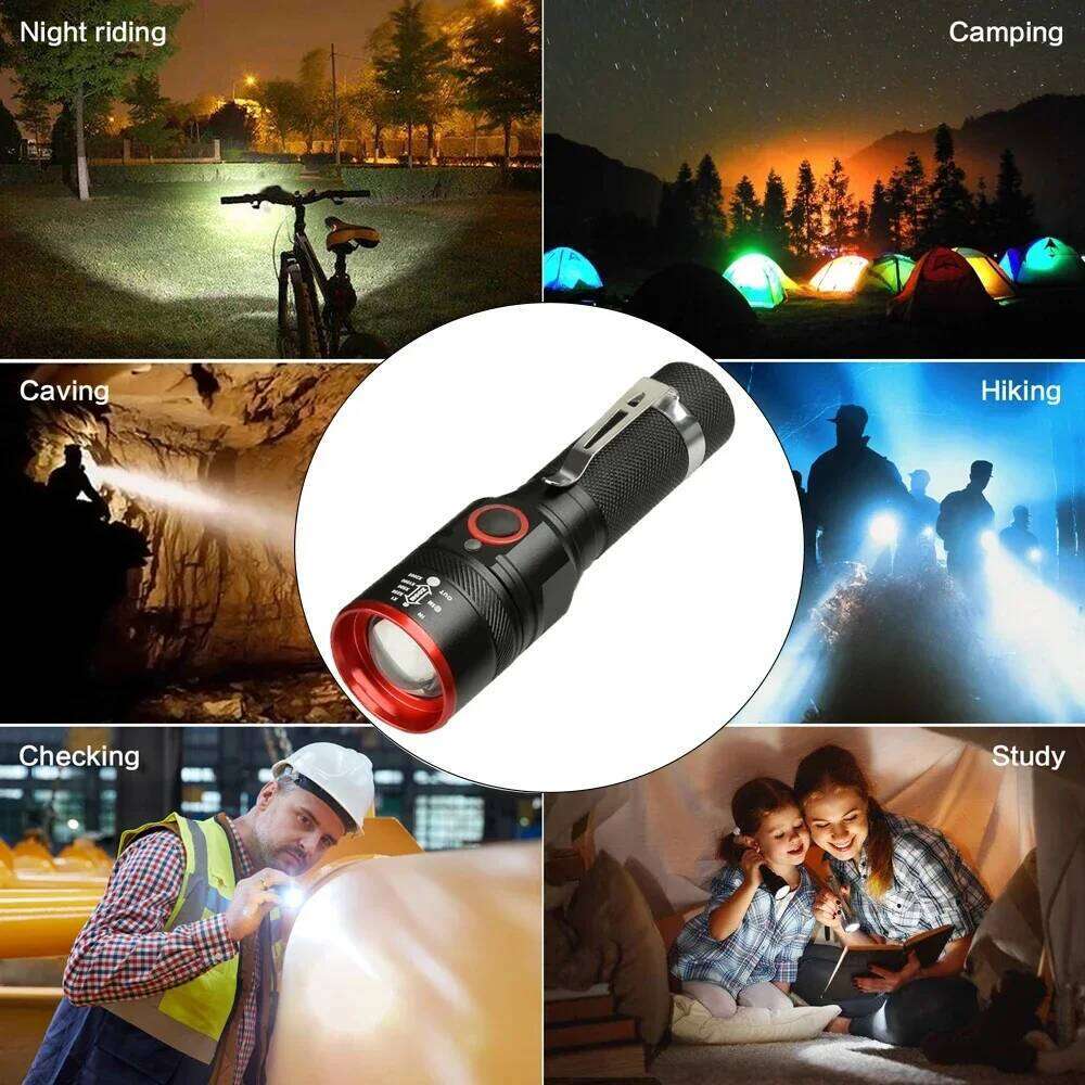 5200LM Rechargeable Waterproof Zoomable 3 - modes T Led Flashlight 18650 with USB cable Suitable for Camping z40 Z260301