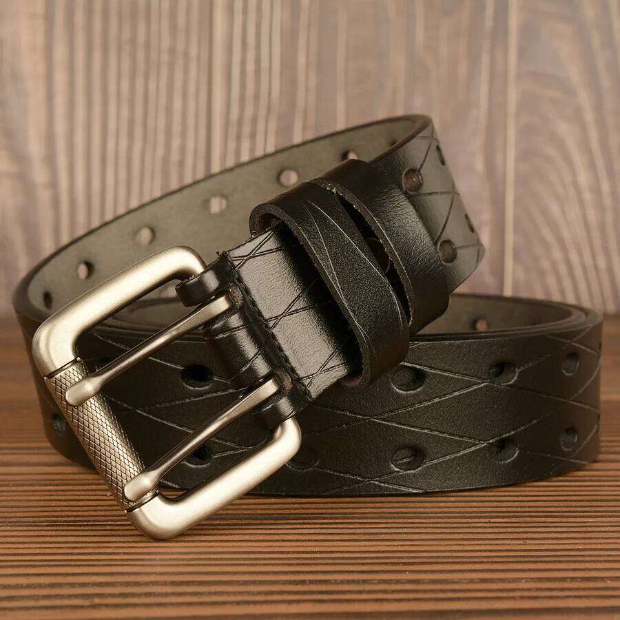 Top Quality Genuine Leather Belts For Men Luxury Brand Strap Male Double Needle Pin Buckle Fancy Vintage Jeans Fashion Business S260228