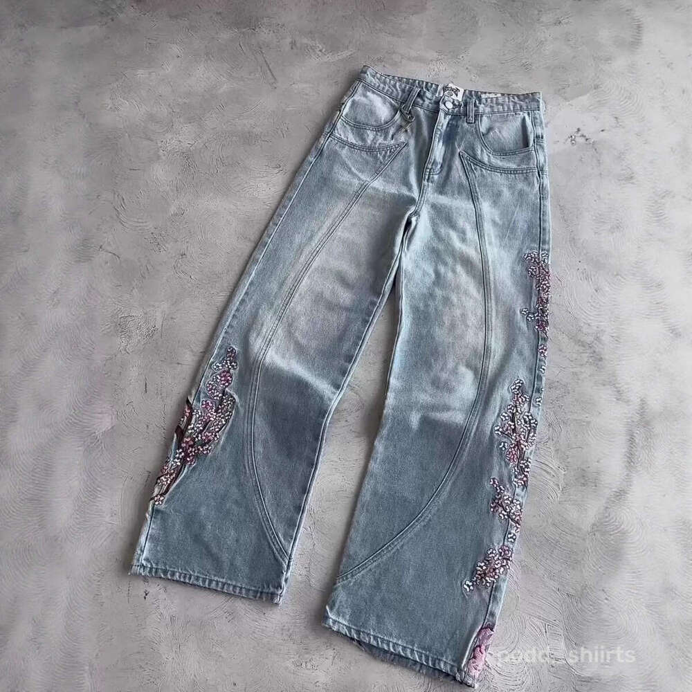 Free Shipping Wide Leg Jeans Heavy 3D Print Hip Hop Street wear Loose Unisex Y2K American Retro Pants Men's Clothing