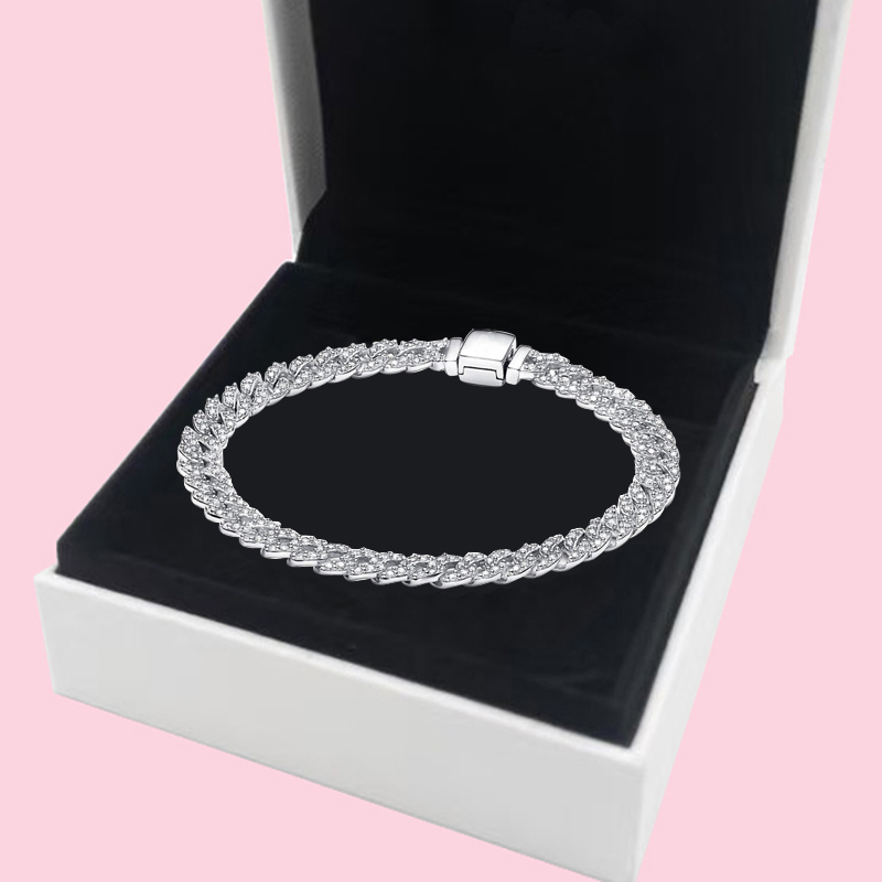 Bracelets S925 Sterling Silver Hiphop Cuban Miami Chain Bracelets Men Women With BOX Authentic Birthday Gift Christmas Jewelry Bracelets