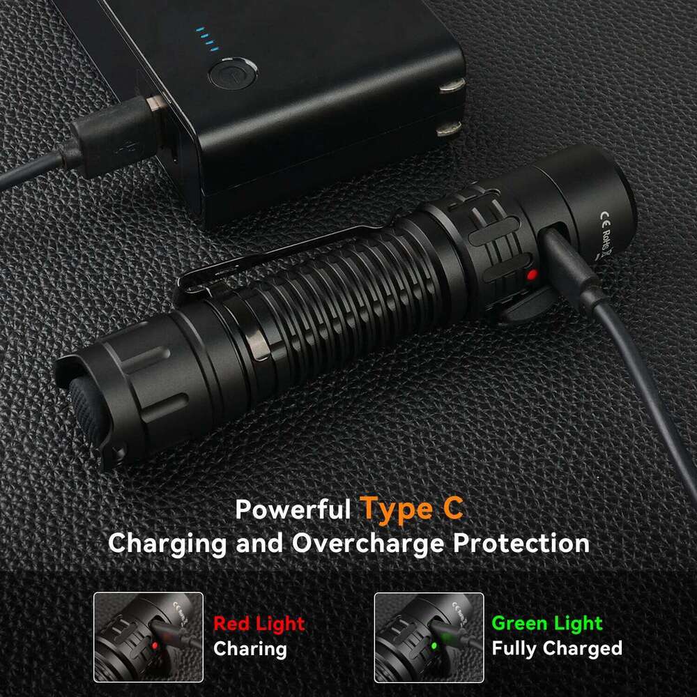 Wurkkos TD02 Tactical Flashlight 2000LM Pocket Torch 18650 Rechargeable EDC Type-C Charging Port Tail Switch IPX8 Waterproof Z260301