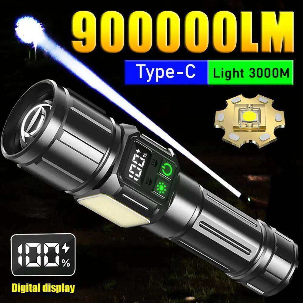 High Power LED Flashlight USB Rechargeable Long Range Spotlight Strong Light Lamp Tactical Torch Waterproof Zoom Outdoor Lantern Z260301