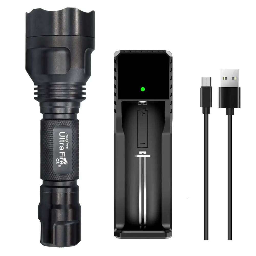 UltraFire C8 5 Mode Flashlight 1000LM High Brightness Long Range Tactical Camping Flashlights Outdoor Waterproof Torch Z260301