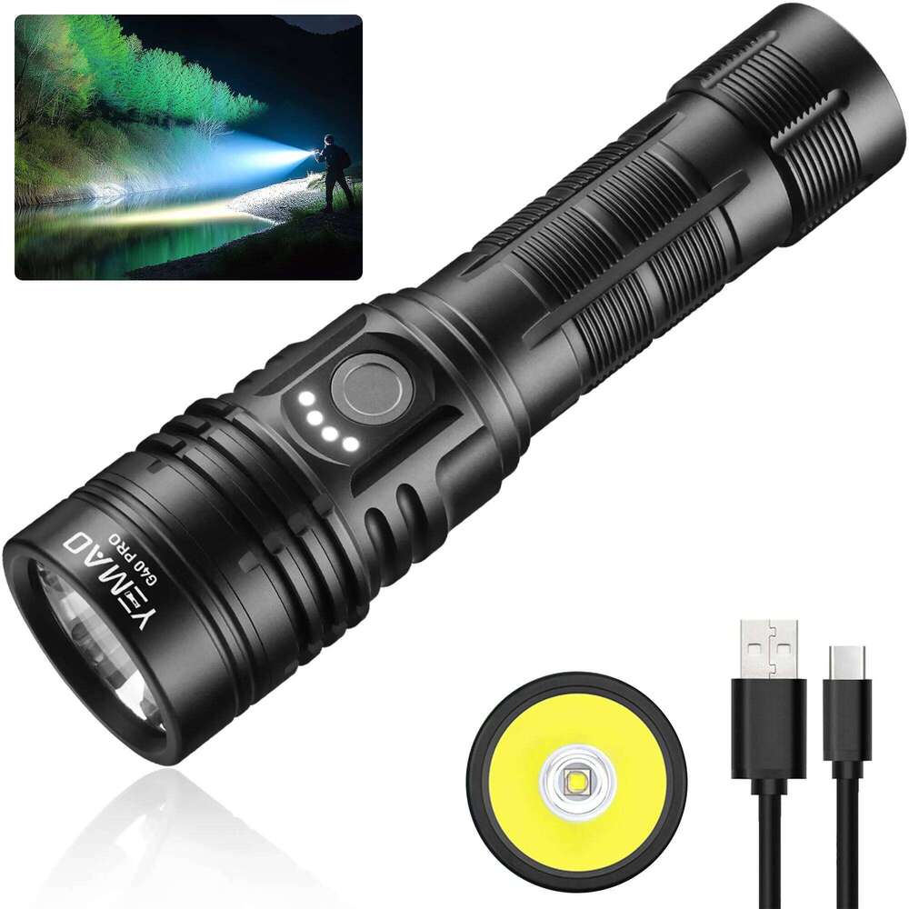 YEMAO G40 2000lm Flashlight USB C Rechargeable SST40 LED 217000 Torch Portable Powerful Bright Flashlights with Power Indicator Z260301