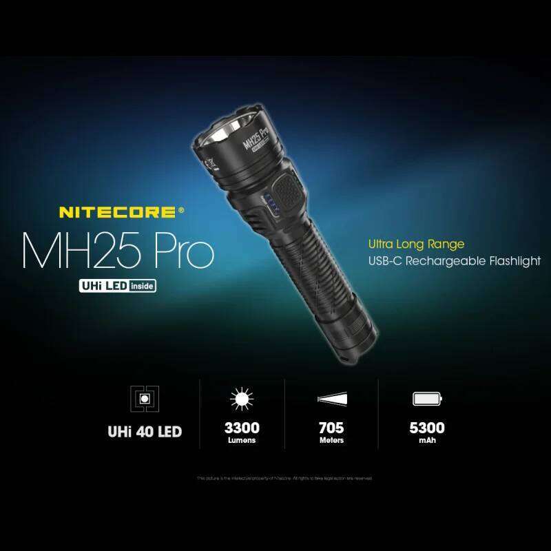 NITECORE MH25 Pro UHi 40 LED 3300 Lumens USB-C Rechargeable Flashlight Ultra Long Range Search Torch with 21700 5300mAh Battery Z260301