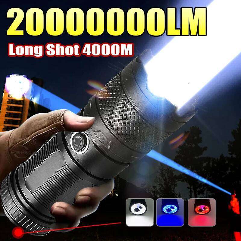 20000000LM Bright LED Flashlight High Power USB Rechageable Portable COB Flashlights Outdoor Camping Emergency Zoom Hand Lamps Z260301