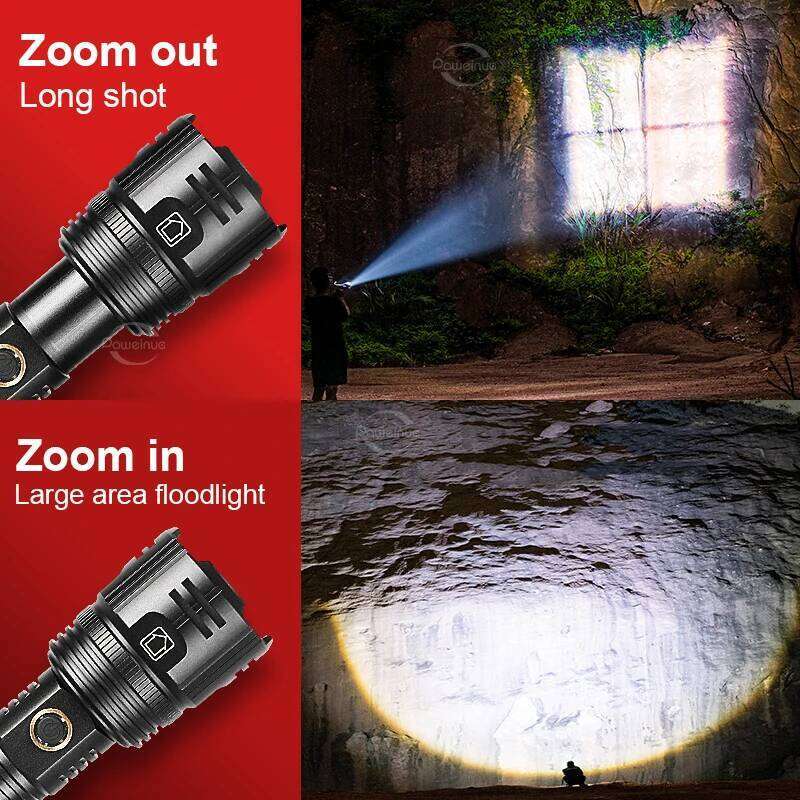 High Power Rechargeable LED Flashlight 4-Core XHP360 Detachable Portable Lantern 3 Lighting Modes Tactical Flashlights Camping Z260301