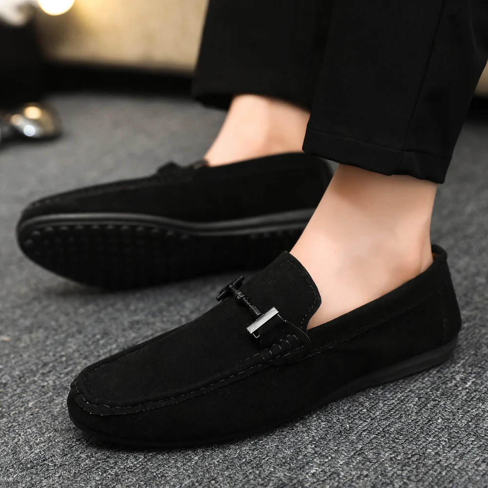 Autumn Faux Suede Casual Mens Shoes Comfortable Mens Work Shoes Stylish Versatile Driving Loafers Slip-On 260228