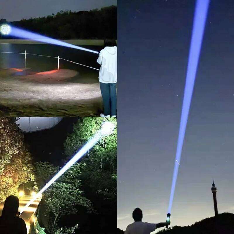 1000000LM LED Flashlight Rechargeable Zoom Tactical Torch 3000M Long Range Powerful Flash Light Fishing Camping Lantern Z260301