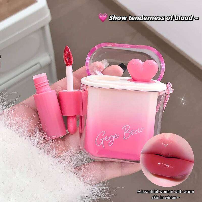 GEGE BEAR Water Gloss Velvet Lip Glaze Combination Two-pack Mirror Matte Headphone Shaped Pendant Lipstick H260302