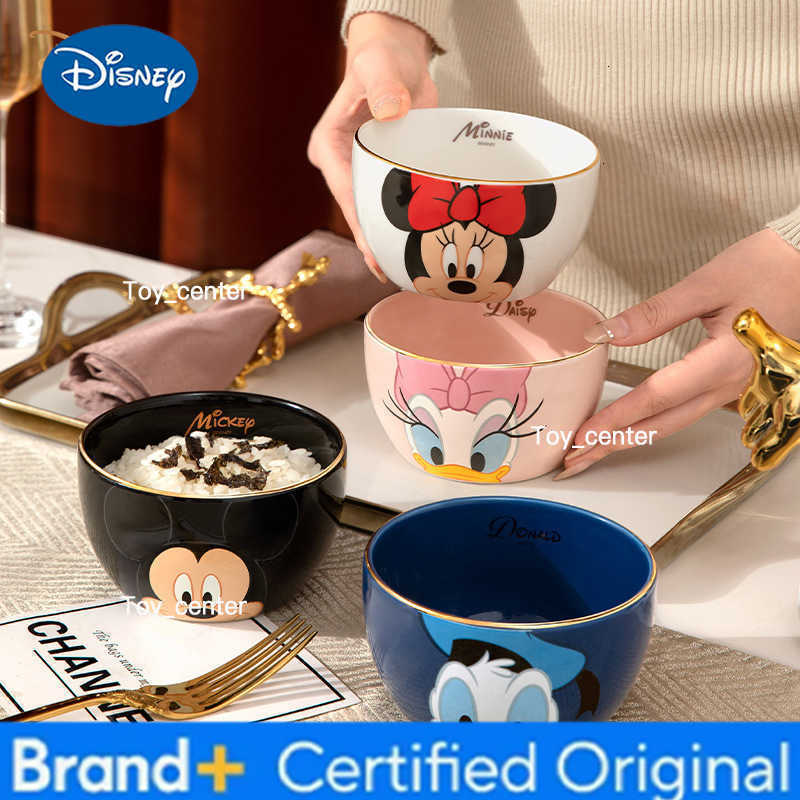 Disney Mickey Mouse Ceramic Bowl Set Soup Noodle Rice Bowl with Gold Trim Dinnerware Gift for Kids Family Dishwasher Safe H260302