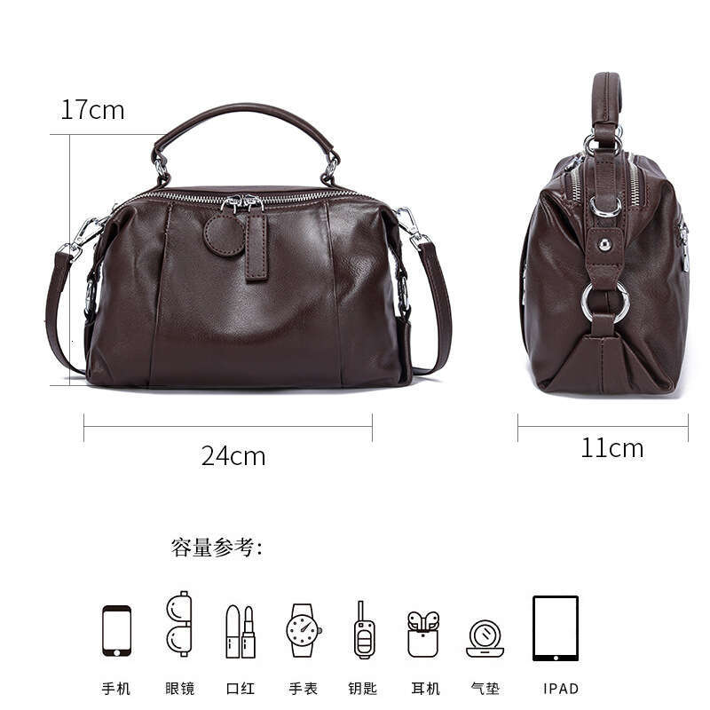 Luxury Shoulder Bags Totes European And American Niche Handbag New Top Layer Cowhide Boston Versatile Retro Commuter Crossbody Bag SENYY
