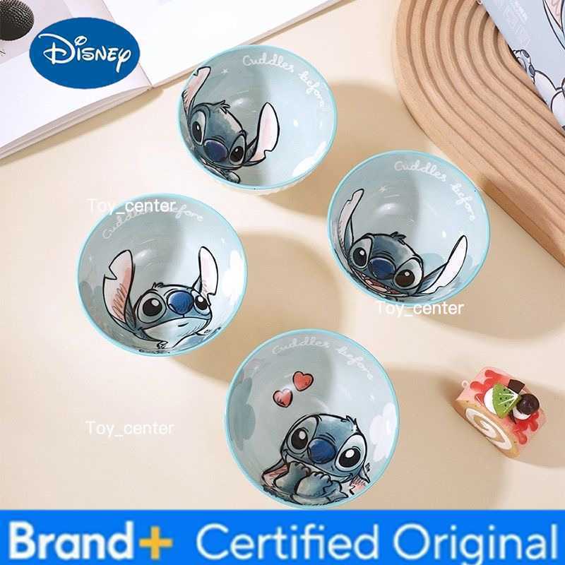 Disney Free shipping Lilo and Stitch rice bowl handle double-ear noodle bowl dish plate home cartoon cute tableware anime H260302