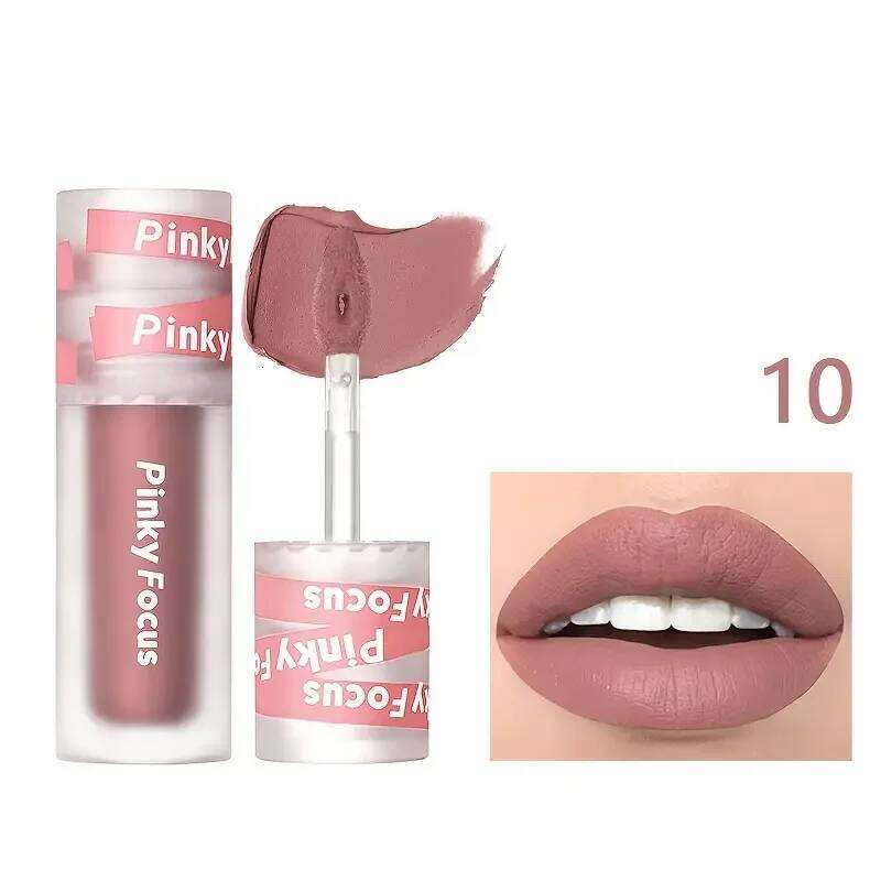 Matte Cream Lip Mud, Smooth Texture, Waterproof, Long-Lasting, Brown, Nude, Red, Pink Shades Available, Lipstick, Suitable for All Skin Tones, Party M