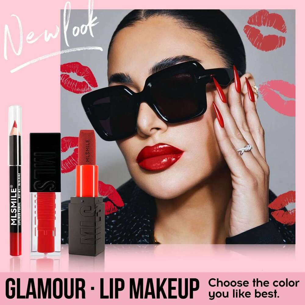 Long Lasting Matte Lipstick Set Velvet Glaze Hydrating Lip Liner Pencil With Mirror Sharpener Complete Makeup Kit H260302