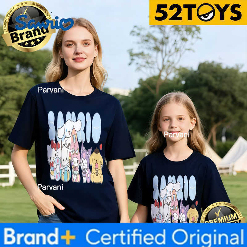 Sanrio 2026 Autumn-Winter Trending All-Stars Group Print 100 Cotton Parent-Child T-Shirts High Quality Loose Casual Fashion H260302