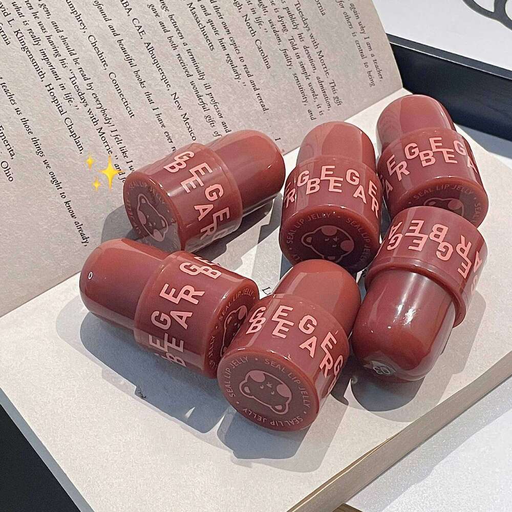 Bear Seal Lipstick Mirror Lasting Moisturizing Non-Stick Cup Clear Lip Glaze Waterproof Jelly Transparent Korea Makeup Cosmetics H260302