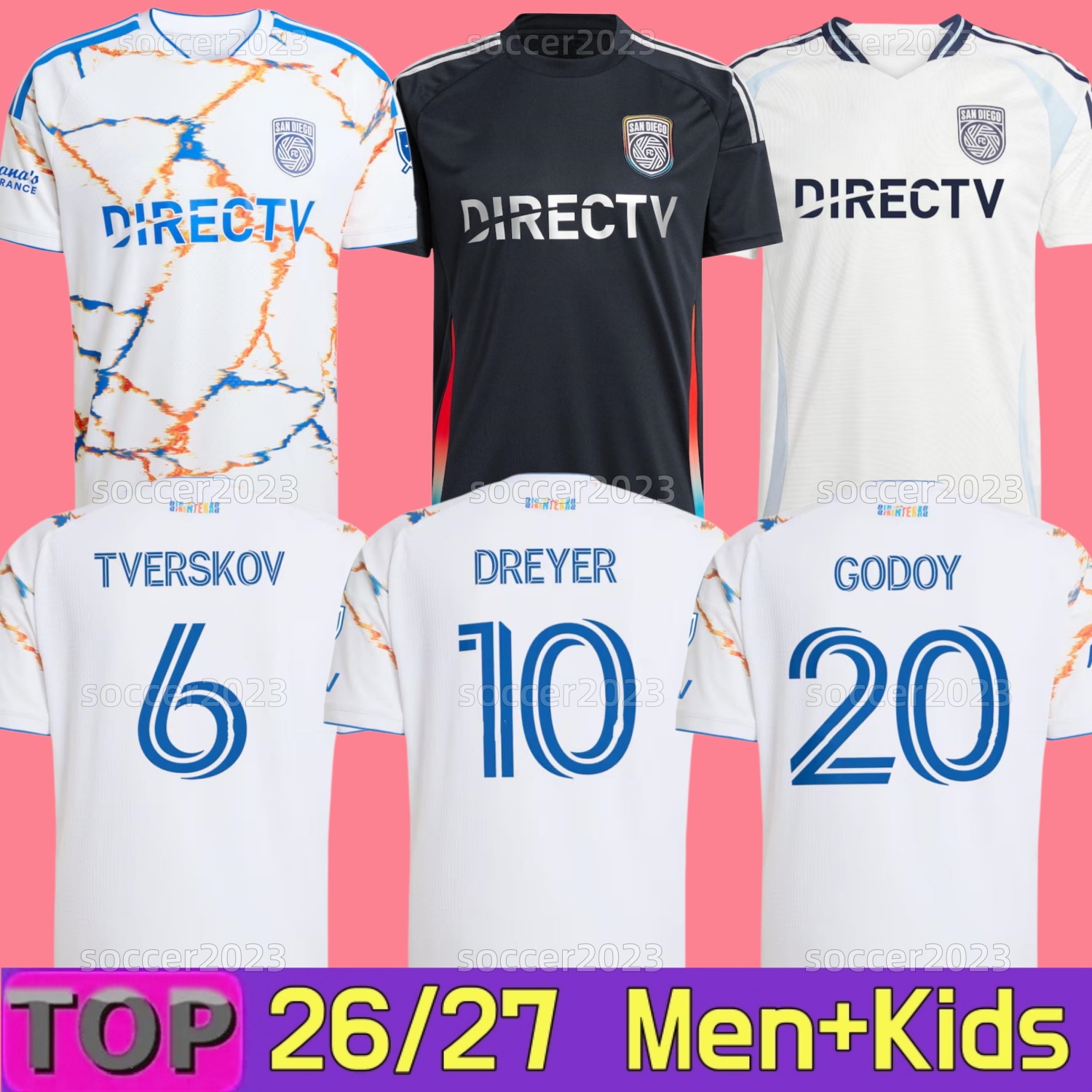 25 26 27 San Diego FC Soccer Jerseys DREYER TVERSKOV H.LOZANO GODOY 2026 2027 Home Away BOMBINO Anisse Saidi Alex Mighten Heine Gikling 2025 Football Shirts Men kids kit