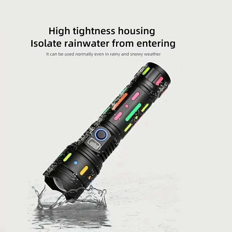 10000Mah LEDTactical Flashlight with Fluorescent Absorbing Film, Type-C Rechargeable, Waterproof & Telescopic Zoom Camping Torch Z260301