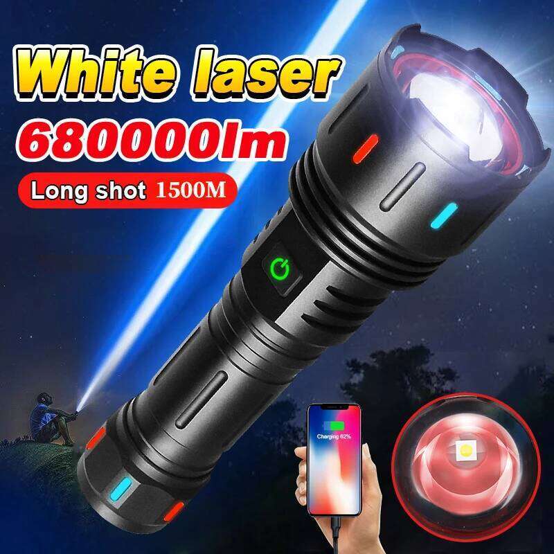 Powerful LED Flashlight TYPE-C Recharge Absorbing Film Luminous Zoom Tactical Lantern for Outdoor Working Fishing Camping Z260301