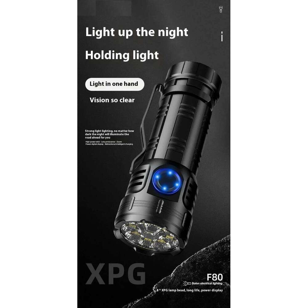 LED Flashlight High Power USB Rechargeable 8 * XPG Beads Lantern Tail Magnet Clip Torch Waterproof Portable Mini Lighting Lamp Z260301