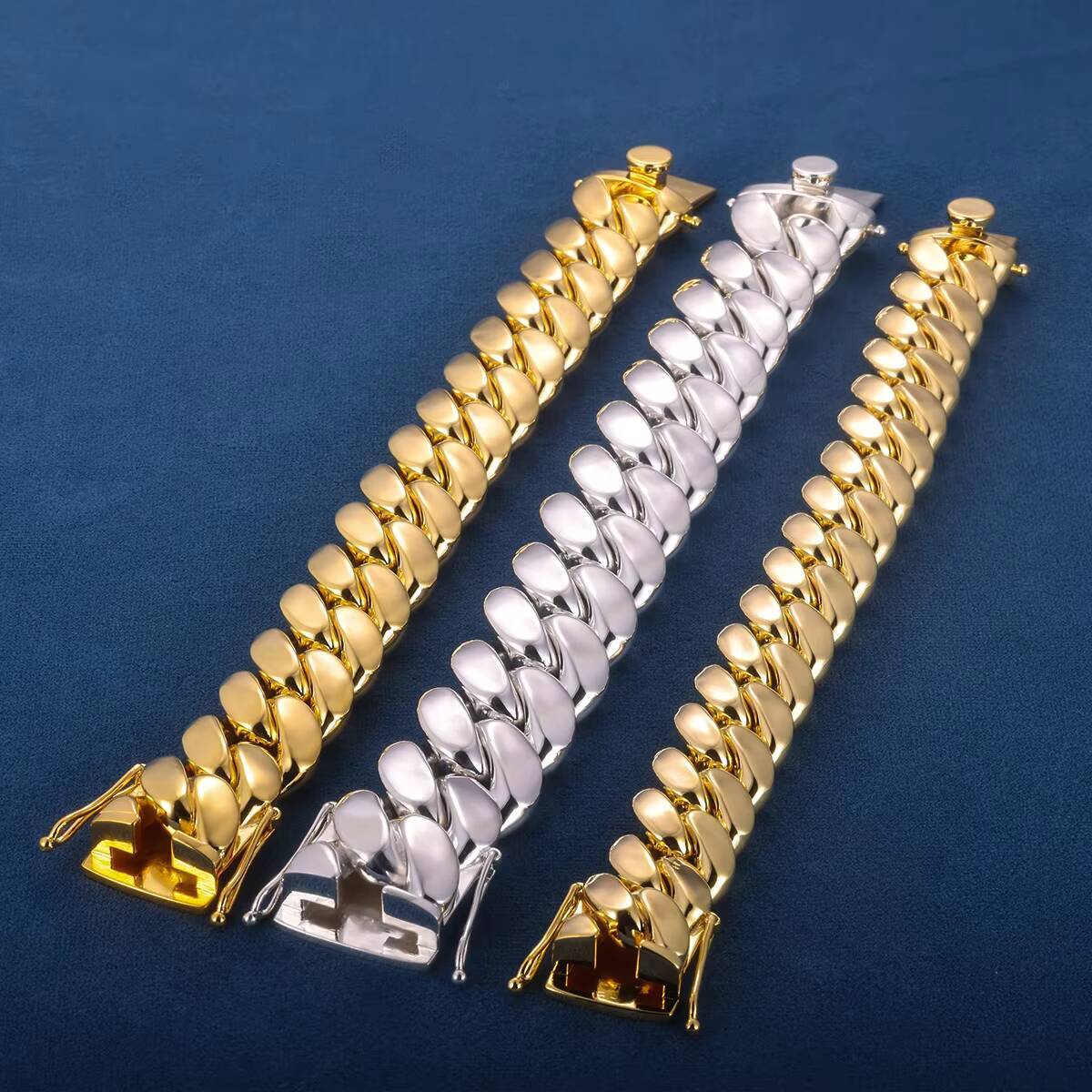 Factory Custom 18MM Real S925 Silver 9k 10K 14k 18k Solid Filled Gold Yellow Gold Miami Cuban Link Chain Necklace Bracelet