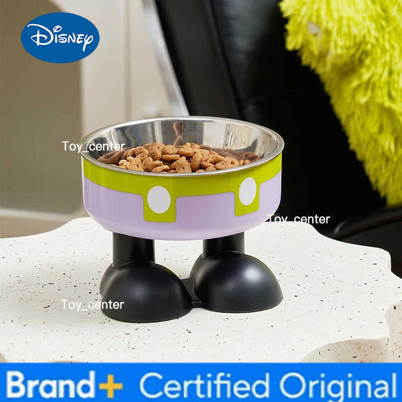 Disney Cartoon Mickey Mouse Pet Stainless Steel Bowl Non-slip Large-capacity Pet Bowl High-legged Neck Protection Pet Bowl H260302