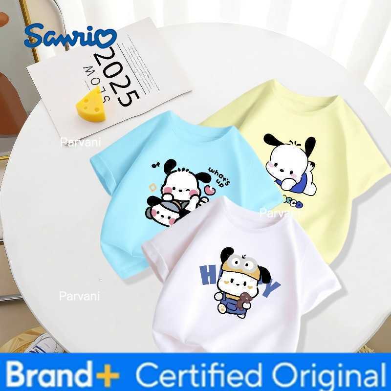 Sanrio 2026 New Cute Pacha Dog Cartoon Printed Summer New Round Neck Half Sleeve Parent Child Wear Pure Cotton Top H260302