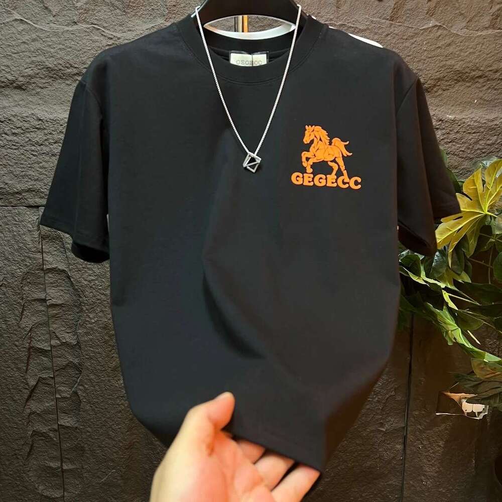 Autumn New Round Neck Trendy Men's Brand Short Sleeve Footprint Casual Versatile Fashion T-Shirt