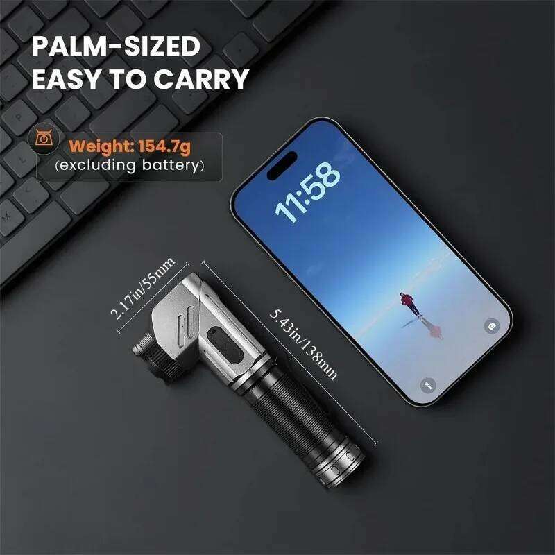 Strong LED Flashlight 90Rotatable USB Rechargeable Dual-Source Light with Magnetic Tail for Outdoor Emergency Use Z260301