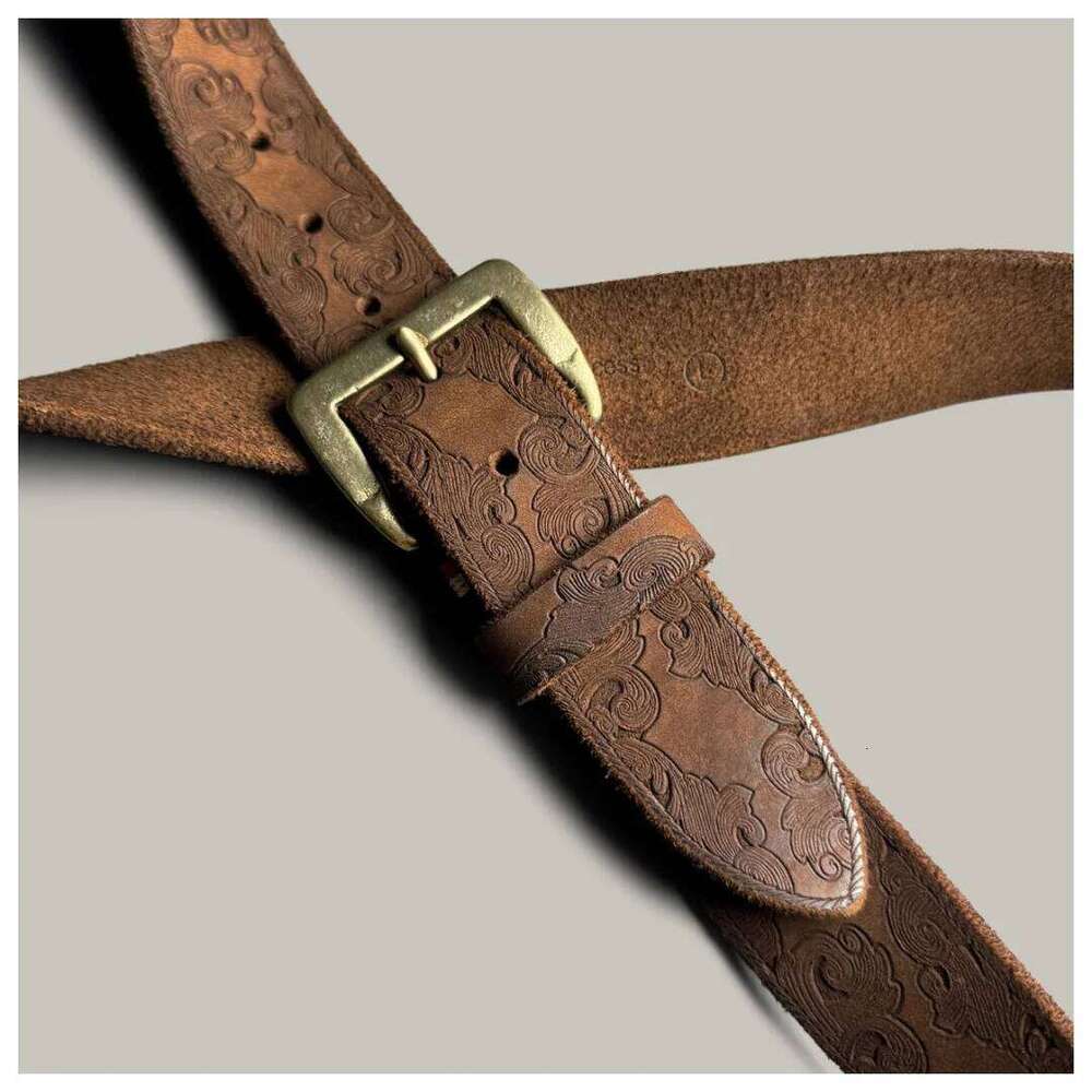 Genuine Leather Men's Luxury Designer Strap Male Fashion Pure Copper Buckle Wild Classic Retro High Quality Jeans Soft Belt S260228