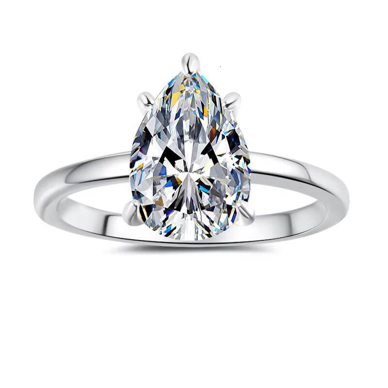 Custom 925 Sterling Silver 18k Gold Trendy Delicate Pear Cut VVS1 Moissanite Wedding Engagement Sparkly Solitaire Rings