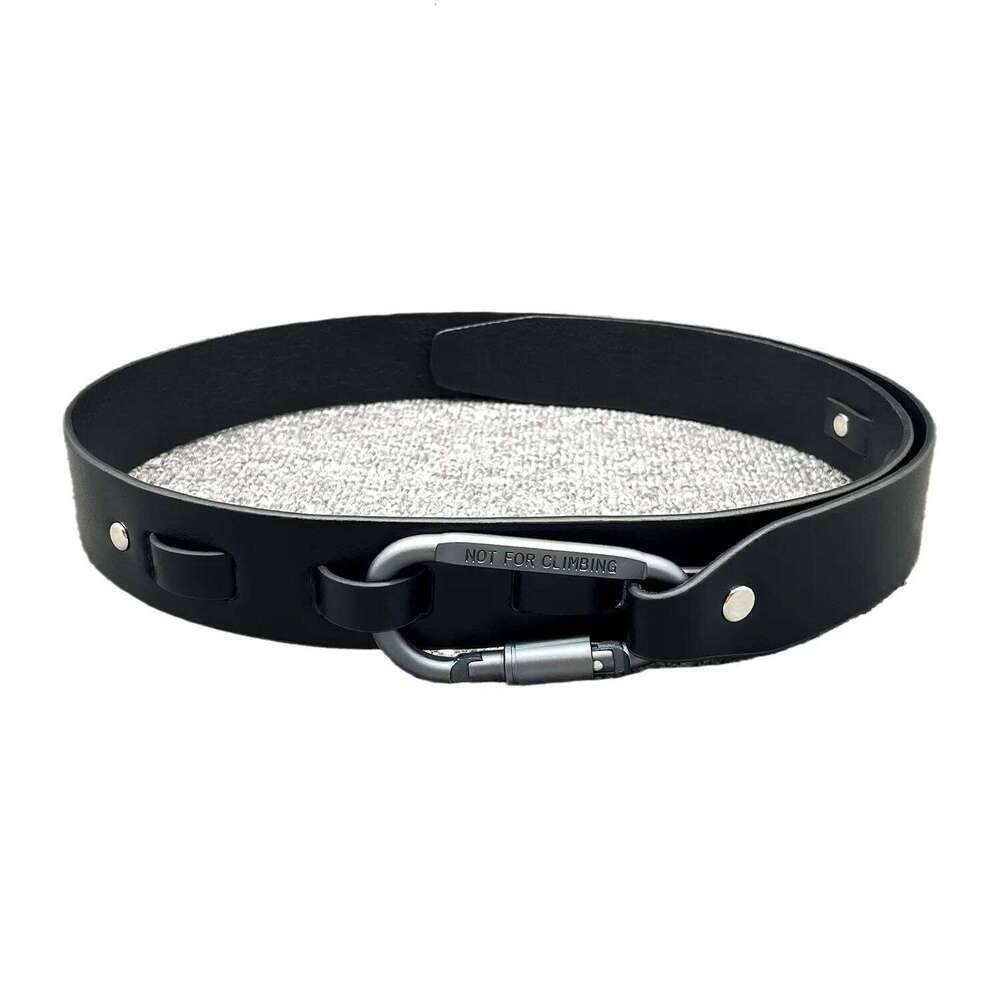Trend Outdoor Designer Wind Silver Grey Climbing Buckle Letter Y2k Engraving Function Black Belt Men's Women's Accessories S260228