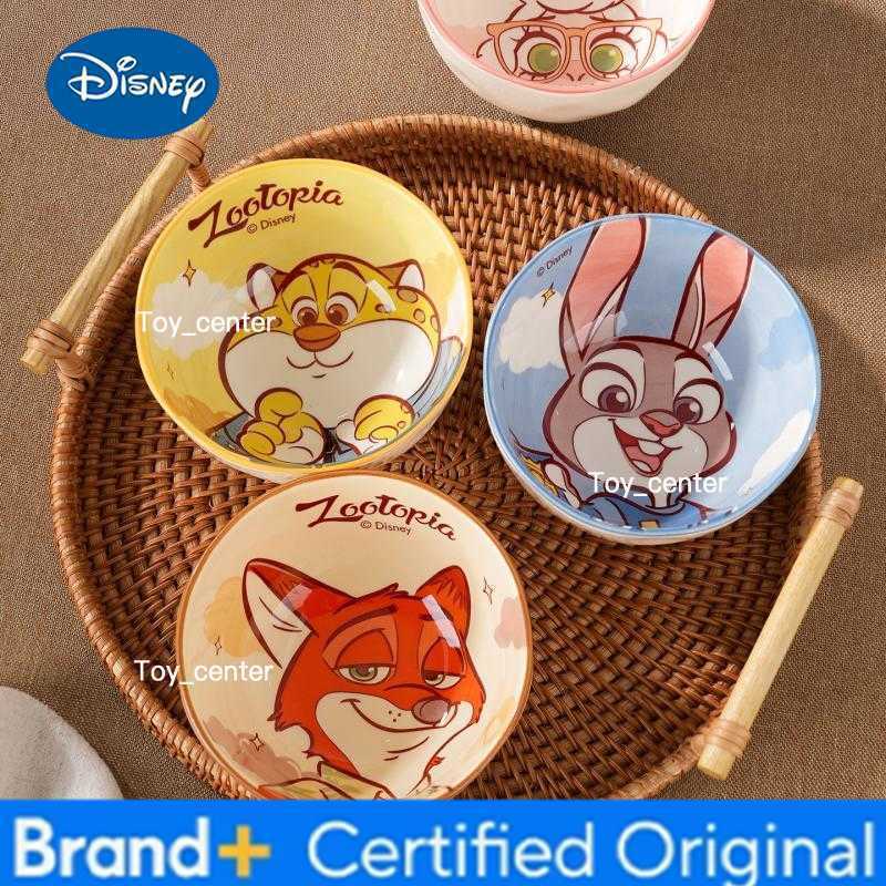 Disney Zootopia Cute Cartoon Ceramic Rice Bowl Hand Pinched Stone Pattern Anti Scald For Home Dining Gift Box Set In Stock H260302