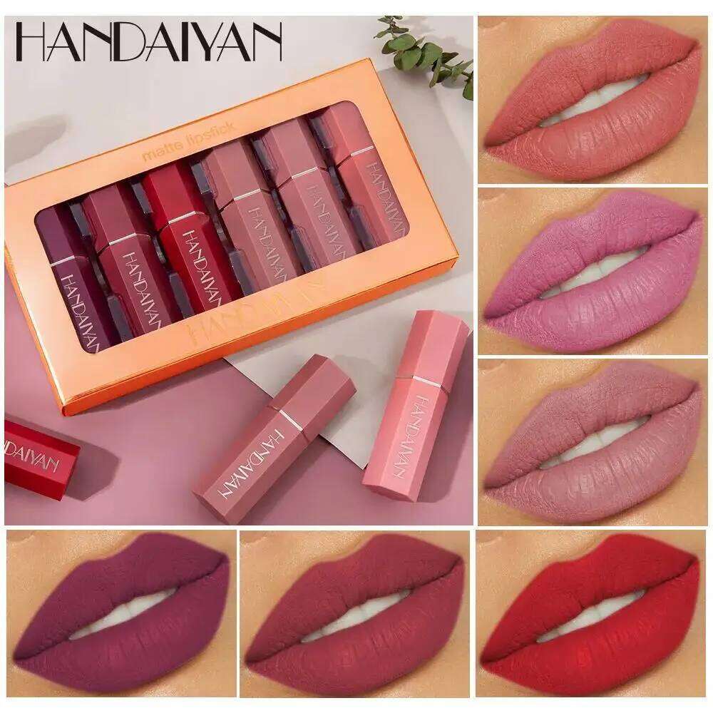 6 Pcs Matte Velvet Nude Lipstick Set Waterproof Long Lasting Red Brown Pigments Makeup For Sexy Lips Professional H260302