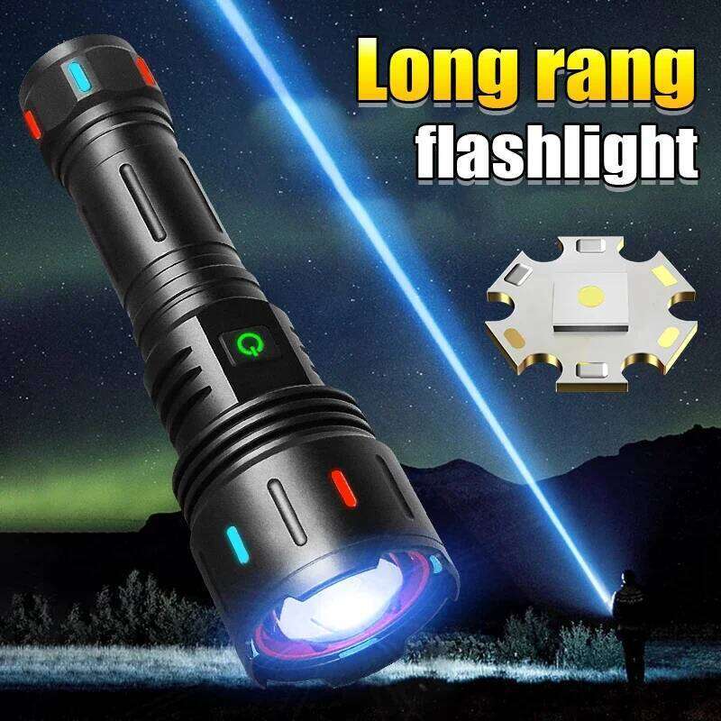 Powerful Tactical Led Flashlight Type C Rechargeable Camping Long Shot Hunting Lantern Waterproof Hand Lamp Z260301