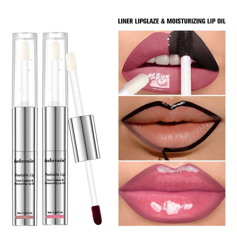 Waterproof Peel Off Liner And Lip Gloss Double Head Matte Nourishing Smudge Proof Lipstick Long Lasting Cosmetics Makeup H260302