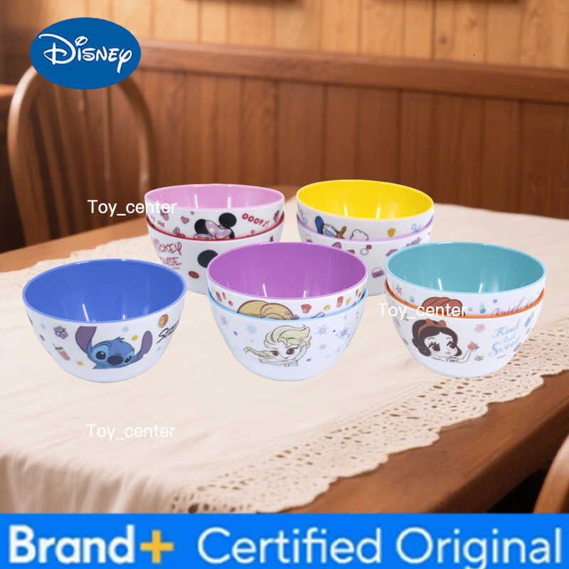 Disney 1pc Classic Cartoon Round two color bowl Family Dinner Christmas Birthday party Melamine anti-fall exquisite bowl H260302