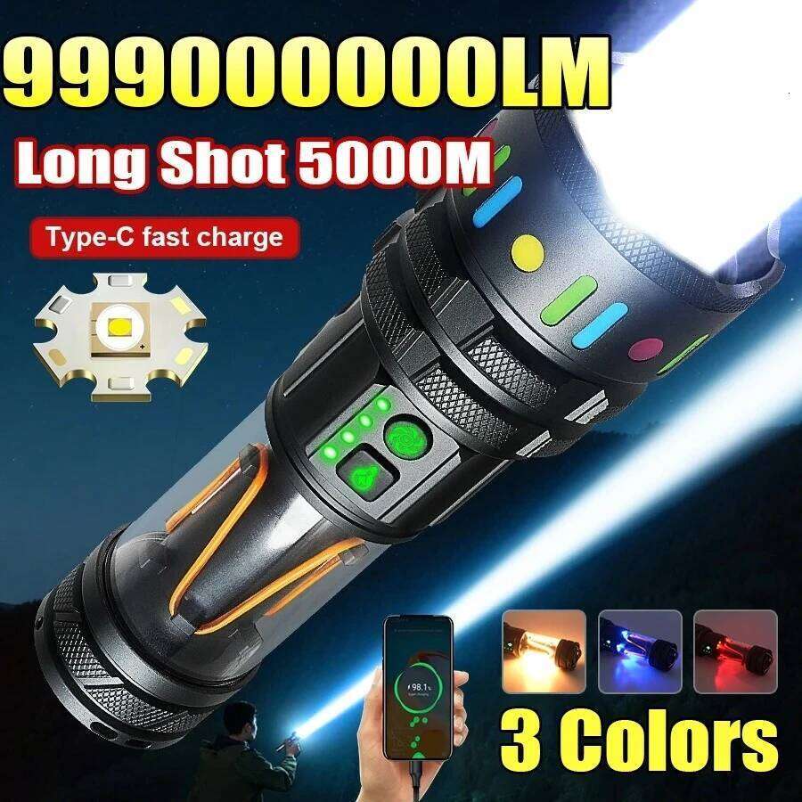 Powerful White Laser LED Flashlight COB Torch Zoom USB Rechargeable Outdoor Camping Hiking Hunting Fishing Climbing Adventure Z260301