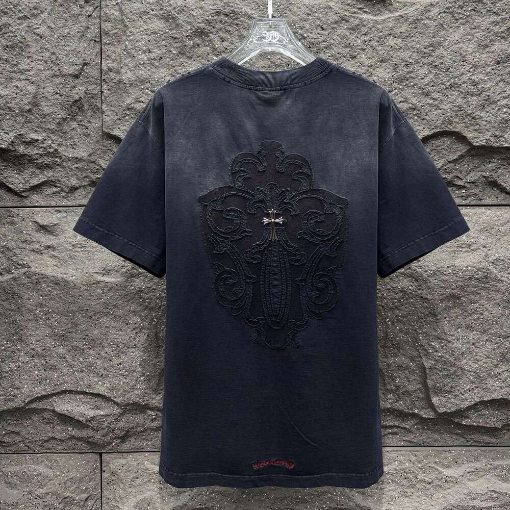 Foreign Trade Cross-Border CH Chrome Couple Street Style Loose-Fitting Trendy Brand Heavy-Duty Washed Vintage Pullover Crew Neck Short-Sleeve T-Shirt 