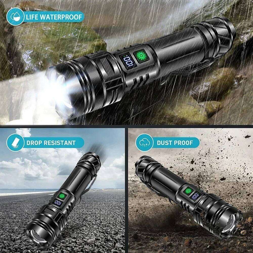 New Outdoor Powerful Rechargeable 5 Modes Super Bright Long Range High-Power White Laser Digital Display Flashlight Z260301