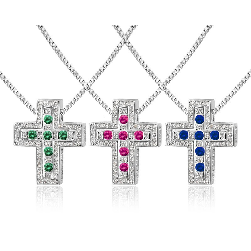 Chic D Letter Stainless Steel Cross Necklace Full Zircon Pendant for Women Couple Jewelry Gold Plated Removable Chain 260228