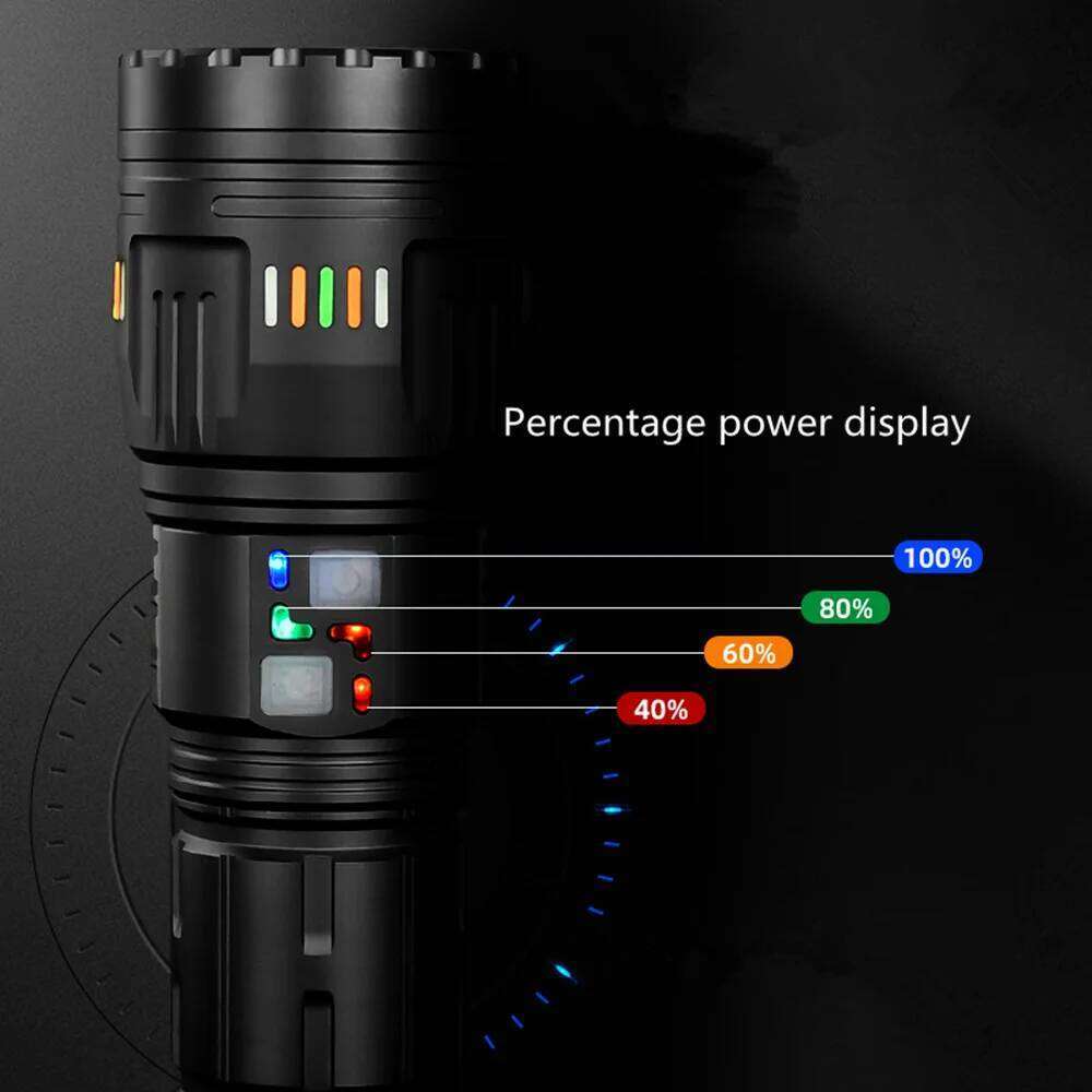 High Power Spotlight Long Range LED Charging Zoomable Flashlight With Glow Display Function 1500m For Camping Z260301