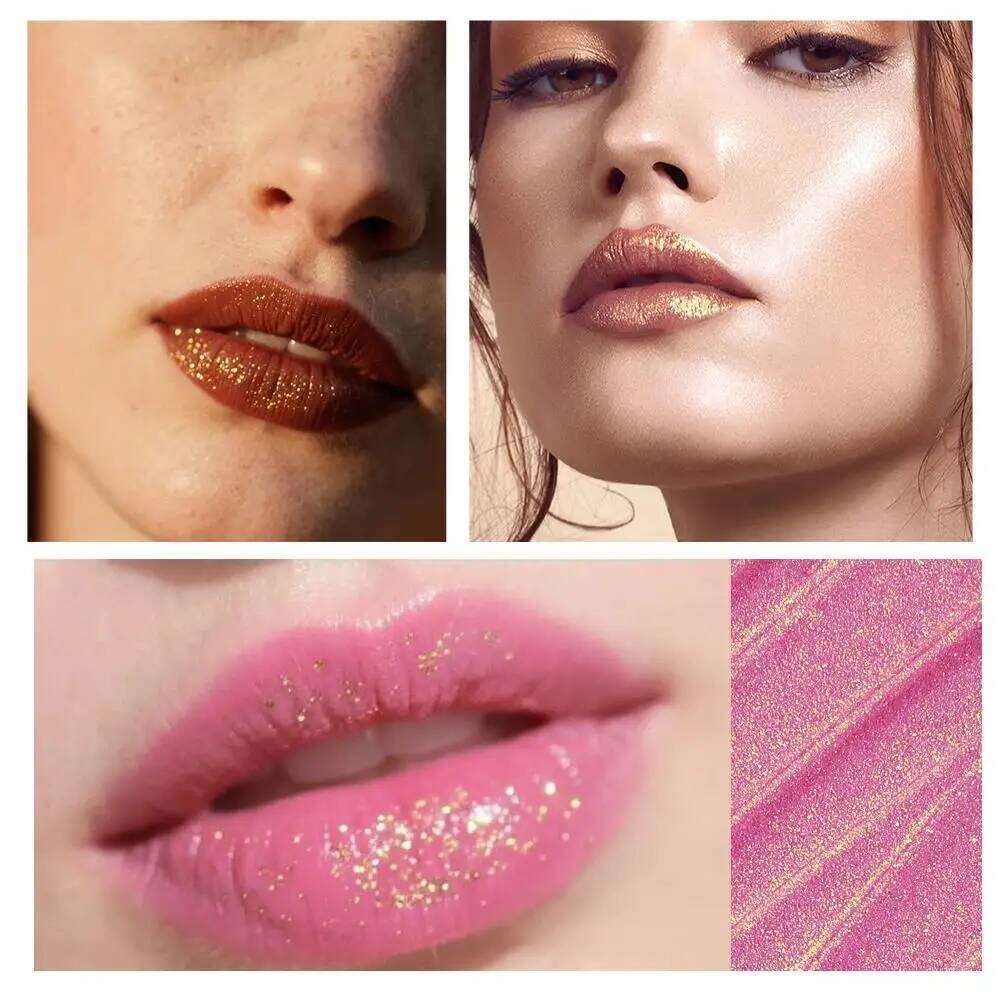 Iridescent Metallic Lipstick Pearl Enhanced Color Change Waterproof Volumizing Gloss Moisture Lock Non Transfer H260302
