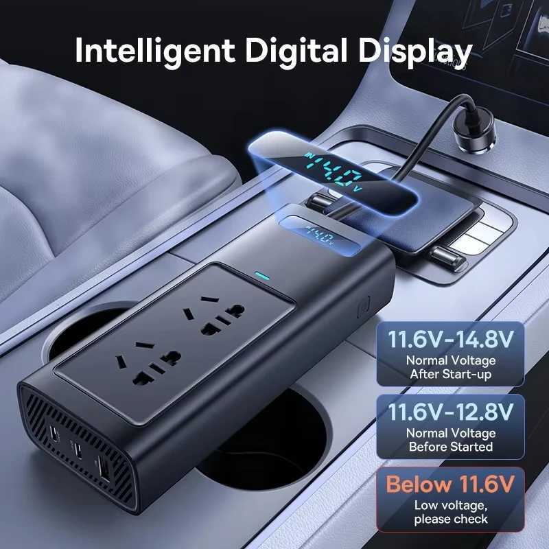 Baseus 150W Car Inverter DC 12V to AC 220V EU Auto Power Inversor USB Type C Fast Charger For Car Power Adapter Portable Light X260302