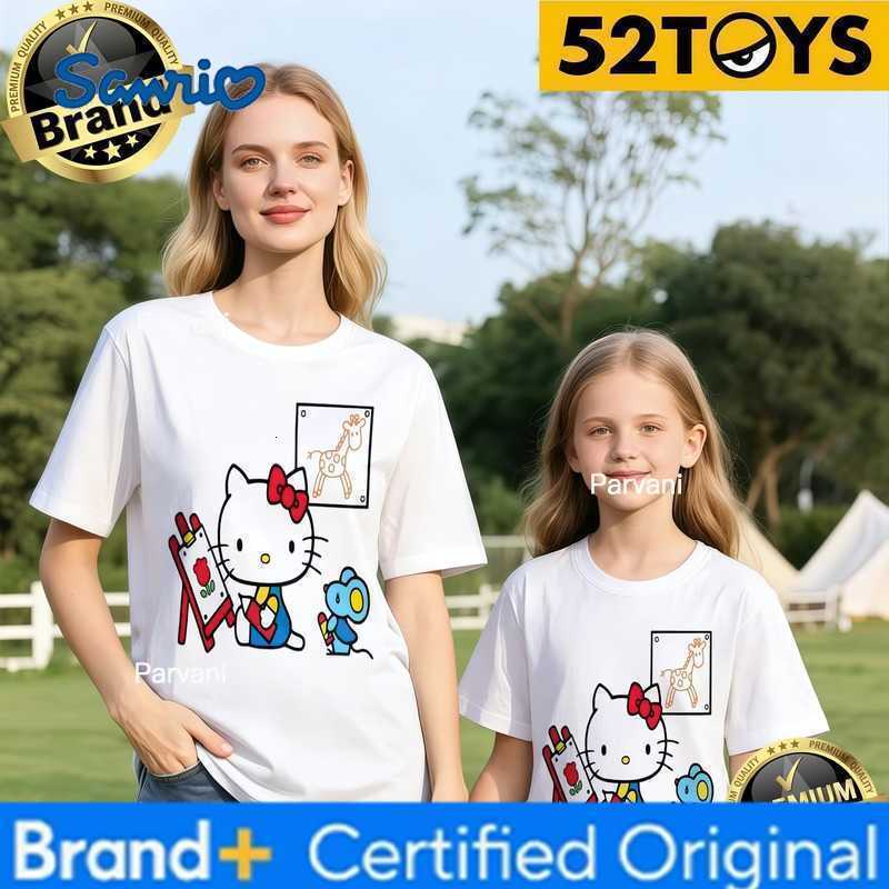 Sanrio 52TOYS Hello Kitty Artist Print Family T-shirts 2026 Summer 100 Cotton Casual Loose Parent-Child Y2k Tees Single Piece3Pcs H260302
