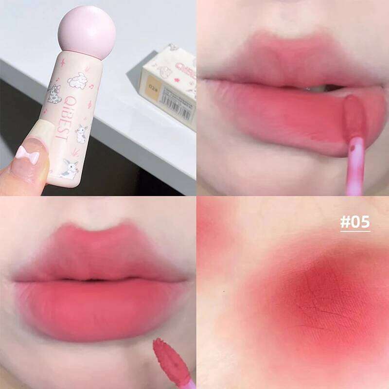 QIBEST Nude Matte Lip Mud Waterproof Non-stick Liquid Lipstick Long Lasting Highly Pigmented Lipgloss Tint Korean Cosmetics H260302